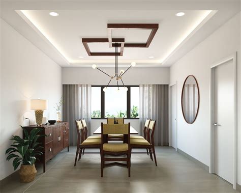 Modern False Ceiling Design Gypsum And Wooden Single Layered Livspace