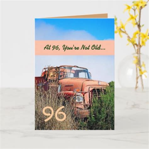 Funny Happy 96th Birthday Vintage Orange Truck Card Zazzle