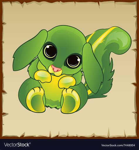 Cute Green Pussy With Long Ears Royalty Free Vector Image