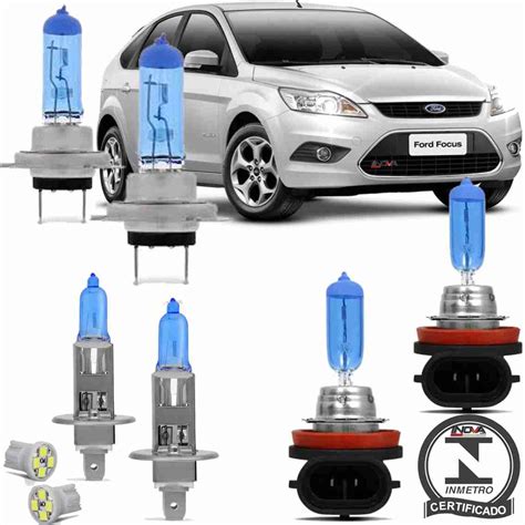 Kit Lampada Super Branca Ford Focus A Farol Alto Baixo E Milha