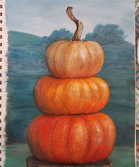 Stacked Pumpkins Acrylic Painting Tutorial by Angela Anderson on YouTube. Free Full length Live ...