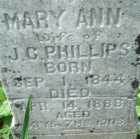 Mary Ann Vannoy Phillips 1844 1888 Find a Grave äreminne