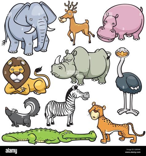 Ilustración vectorial de dibujos animados animales salvajes Imagen