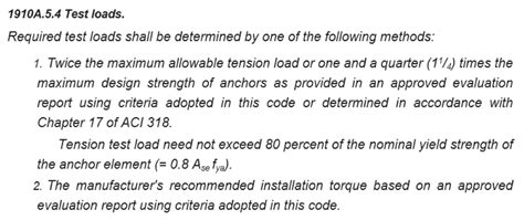 How Should I Determine A Tension Test Load Guidelines On Proof Loading Adhesive Anchors