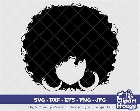 No Face Afro Woman Silhouette 2 Digital SVG DXF EPS Etsy