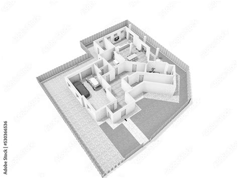 3d Floor Plan Illustration 3d Floor Plan Floorplans Home Floor Plan Top View Stock