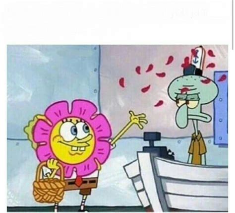 Spongebob Throwing Flowers Super Funny Memes Daily Funny Funny Pictures