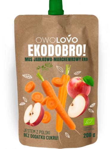 Ekodobro Marchewka Mus Jabłkowo Marchewkowy Eko 200g Owolovo EkoloFF