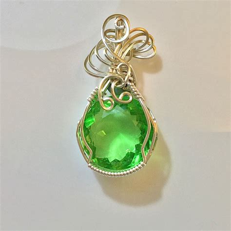 Green Crystal Pendant Green Crystals Crystal Pendant Wire Wrapped