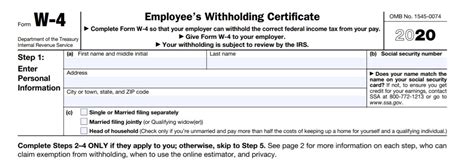 New 2020 Form W 4 Employees Withholding Certificate Payroll Services