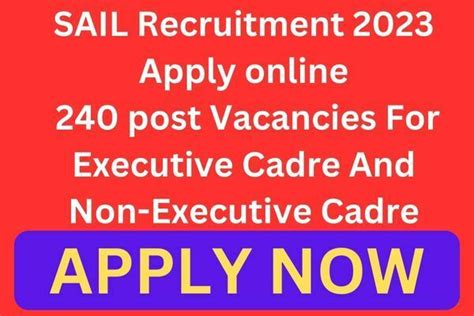 Sail Recruitment Apply Online Post Vacancies For Executive