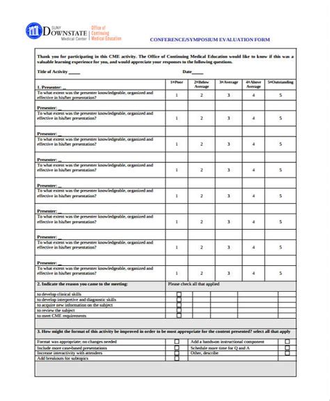 Presentation Evaluation Template