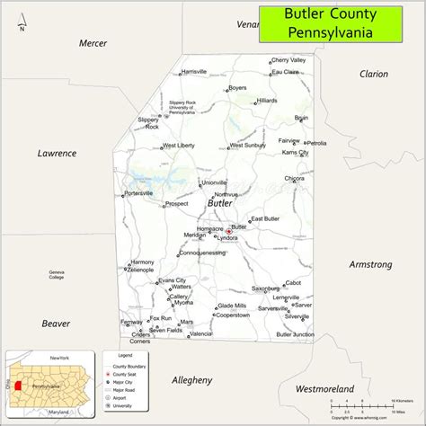 Map Of Butler County Pennsylvania Where Is Located Cities