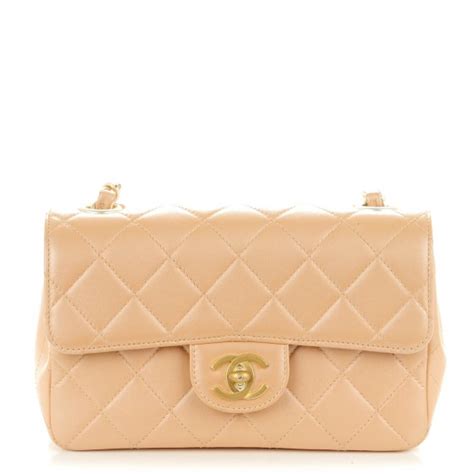 CHANEL Lambskin Quilted Mini Rectangular Flap Light Pink 144553