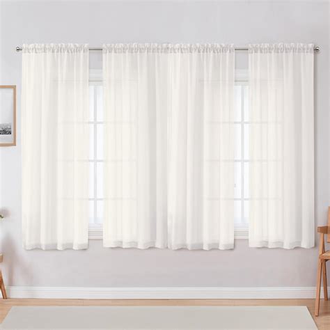 Amazon Ovzme Crushed Window Curtains Sheer Ivory Curtains Inch