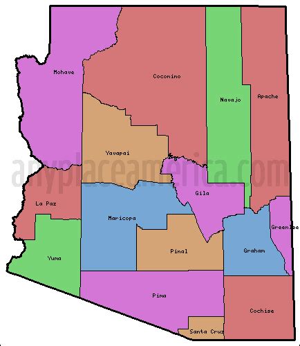 Arizona Counties Map Printable