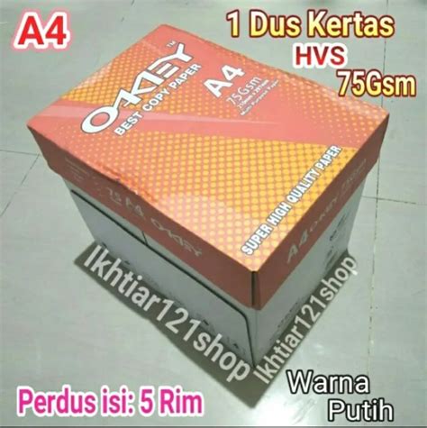 Kertas Hvs A4 75 Gr Box Dus Termurah Kertas Foto Copy Print Hvs Putih