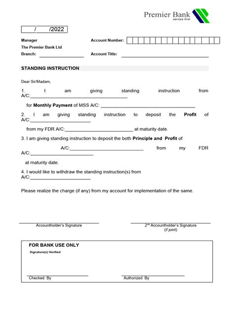 Standing Instruction Form | PDF