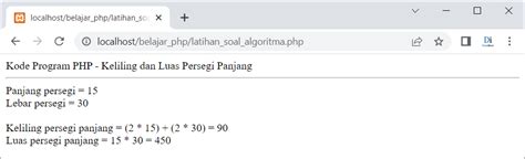 Kode Program Php Keliling Dan Luas Persegi Panjang
