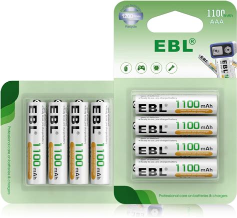 EBL Lot De 4 Piles Rechargeables AAA 1 2V 1100mAh Ni MH R03 AAA