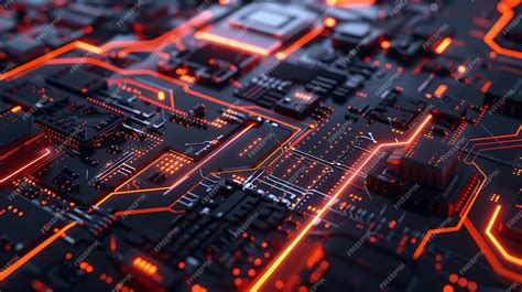 Premium Photo 3d Rendering Of A Futuristic Computer Motherboard With