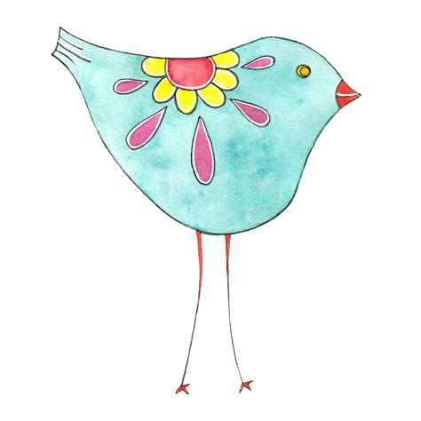 Whimsical Bird Clip Art Watercolour Birds Clip Art Png Etsy