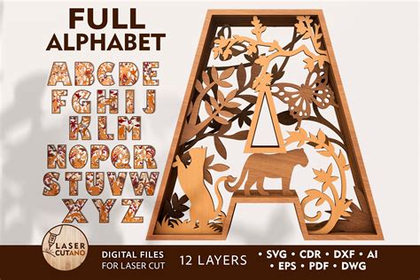 Letters Glowforge File Svg Alphabet Digital Laser Cut File The Best