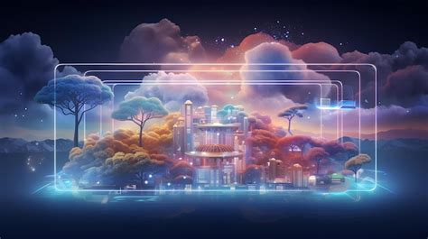 Premium Photo Futuristic City Holographic Graphics