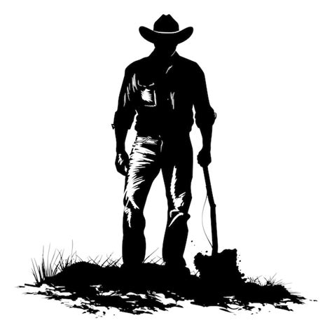 Premium Vector Silhouette Farmer Black Color Only Full Body