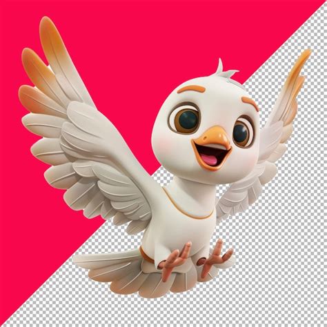 Cute Baby Dove D Cartoon Isolado Render Transparente De Fundo Png Psd