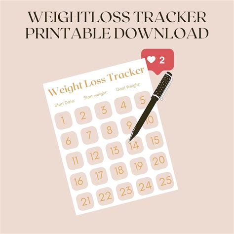 Weight Loss Tracker Printable Weight Loss Tracker Weight Loss Journal Weight Loss Planner