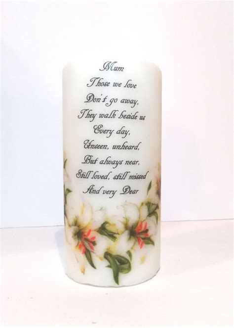 Memorial Candle, Funeral Poem Verse Remembrance Keepsake Decoupage ...