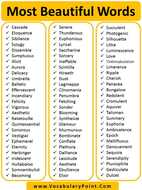 Most Beautiful Words In English Language Vocabulary Point