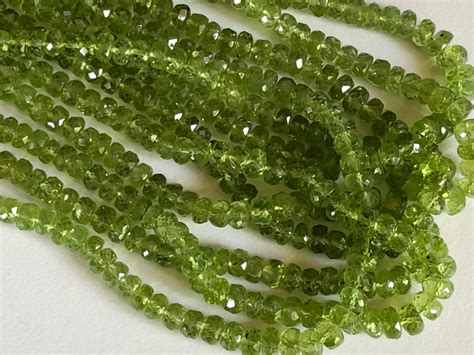 Mm Peridot Faceted Rondelle Beads Natural Peridot Faceted Etsy