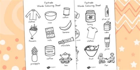 Fairtrade Words Colouring Sheets Teacher Made