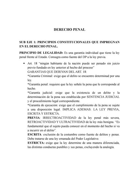 Derecho Penal Efip 1 Derecho Penal Sub Eje 1 Principios