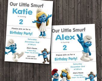 Smurf Birthday Invitations Smurfs Birthday Smurf Birthday Party