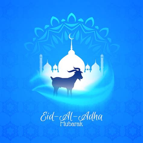 Eid Al Adha Mubarak Hermoso Saludo Fondo Azul Vector Gratis