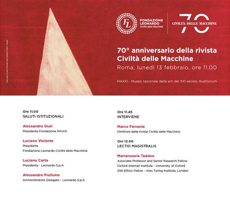 70 anniversario della rivista Civiltà delle Macchine Fondazione