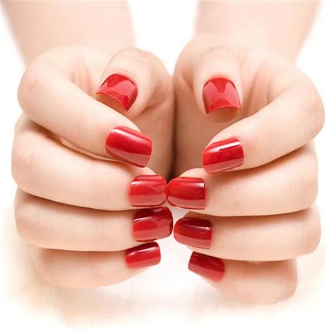 Fashion Gradient Red False Nails Sex Products Acrylic Luxury Oval Head