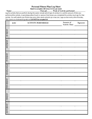 Fillable Online The FITT Plan for Physical Activity Fax Email Print - pdfFiller