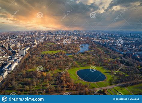 Beautiful Aerial View Of The Hyde Park In London United Kingdom Under