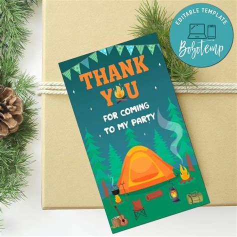 Camping Thank You Tag Customizable Template Bobotemp