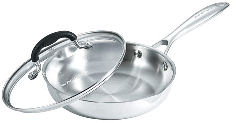 AVACRAFT 18/10 Stainless Steel Frying Pan with Glass Lid - Healthy Indian