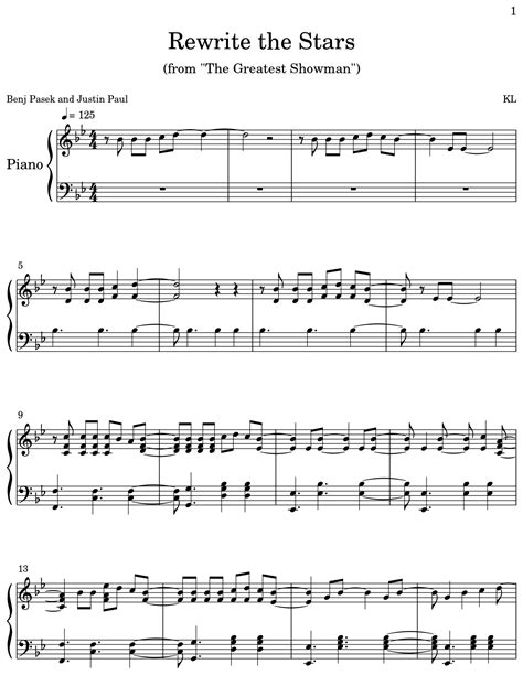 Rewrite The Stars Sheet Music For Piano Sheet Music Saxophone