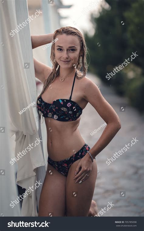 Sexy Blondehaired Blonde Beautiful Girl Wet Stock Photo Shutterstock