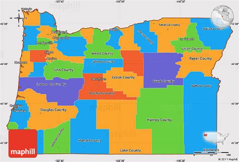 A Political Map Of Oregon United States Map