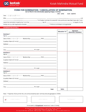 Kotak Mf Nomination Form Fill Online Printable Fillable Blank