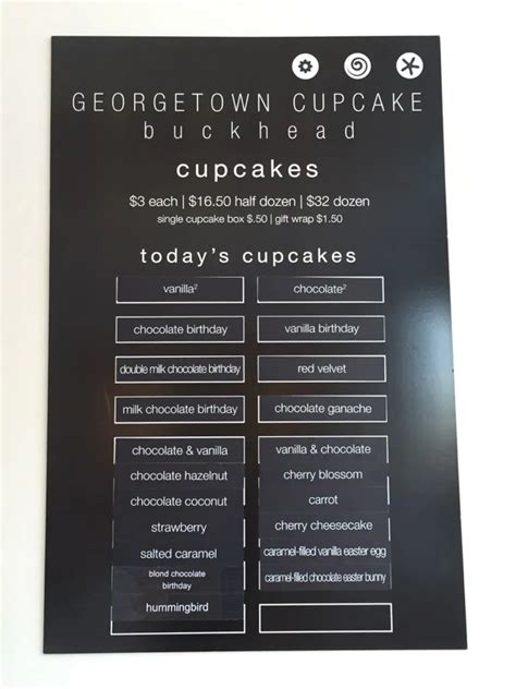 Georgetown Cupcake Menu, Menu for Georgetown Cupcake, Buckhead, Atlanta ...