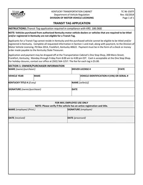 Form Tc96 150tf Fill Out Sign Online And Download Printable Pdf Kentucky Templateroller